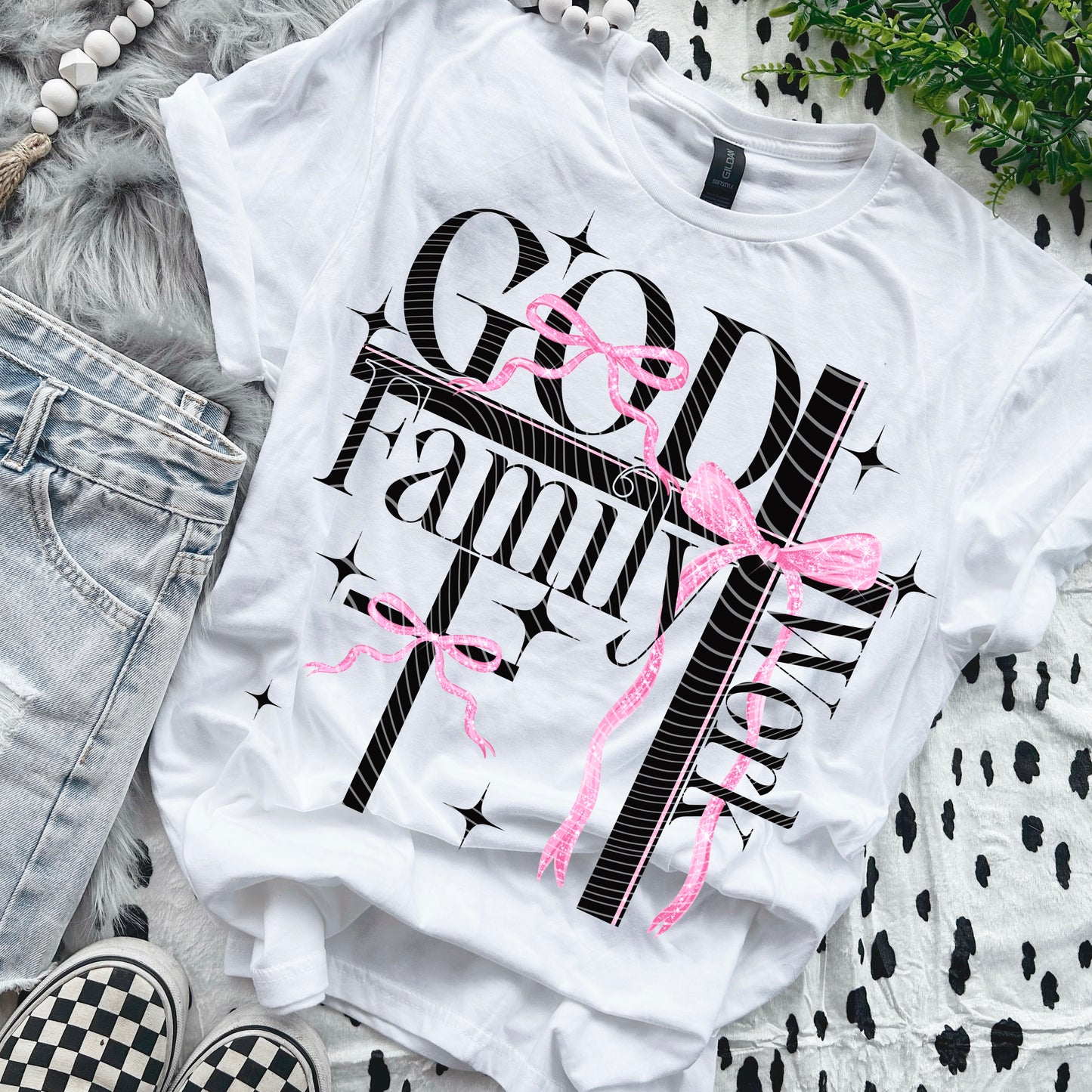 God Family Work in BlackChristian Shirt
