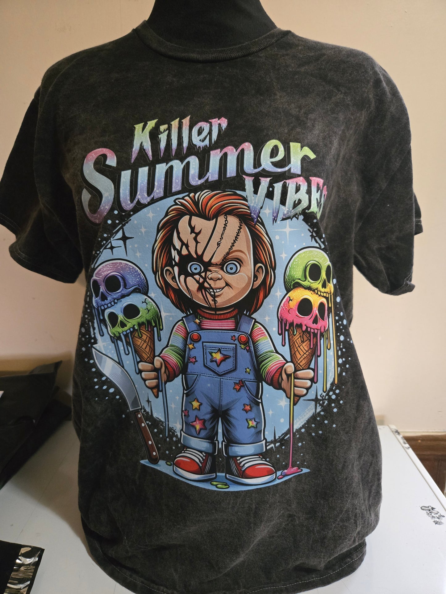 Horror Summer Vibe Mineral Wash Shirt