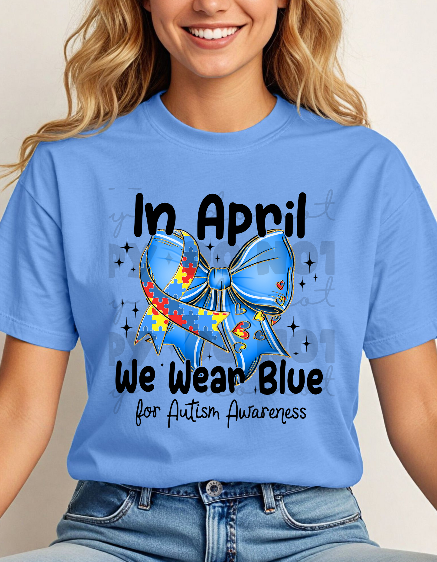 I'm April we wear blue autism awareness