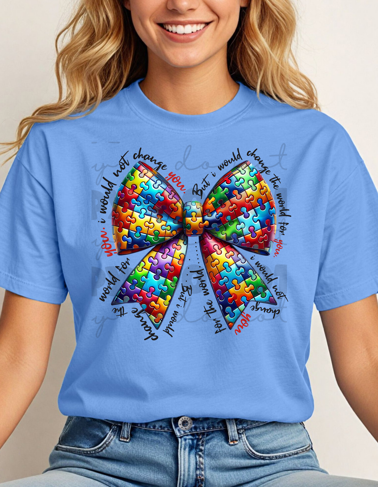 Autism awareness bow