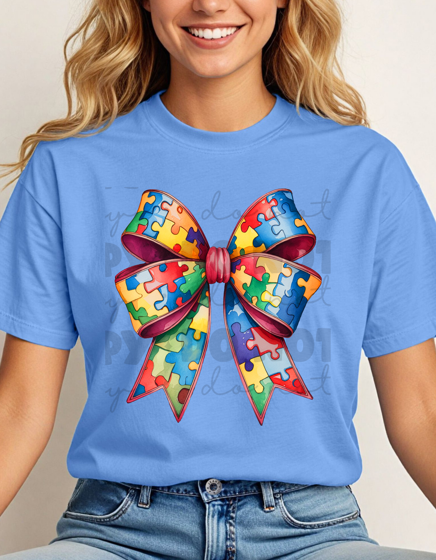 Autism awareness bow 2