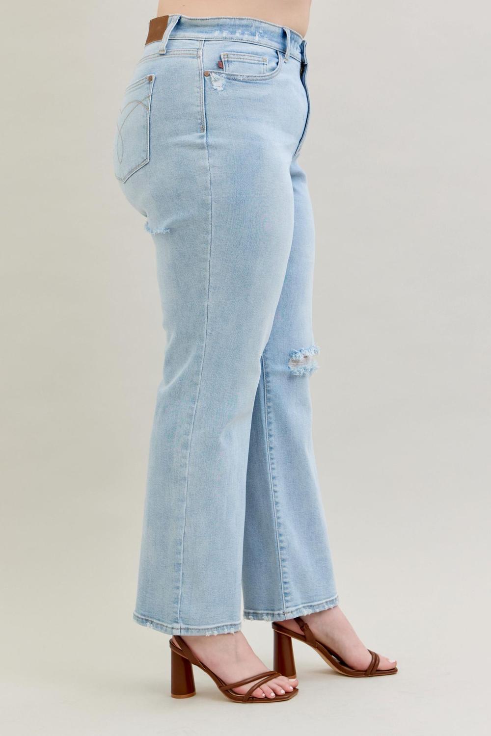 Judy Blue High Waist 90's Back Rip Straight Denim Jeans 82600