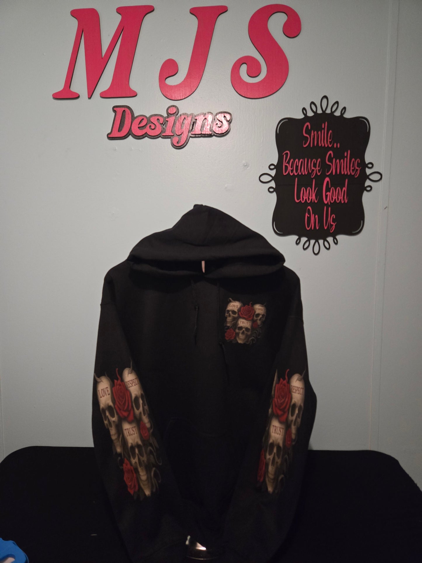 Love • Trust • Respect — Skull & Roses Premium Hoodie