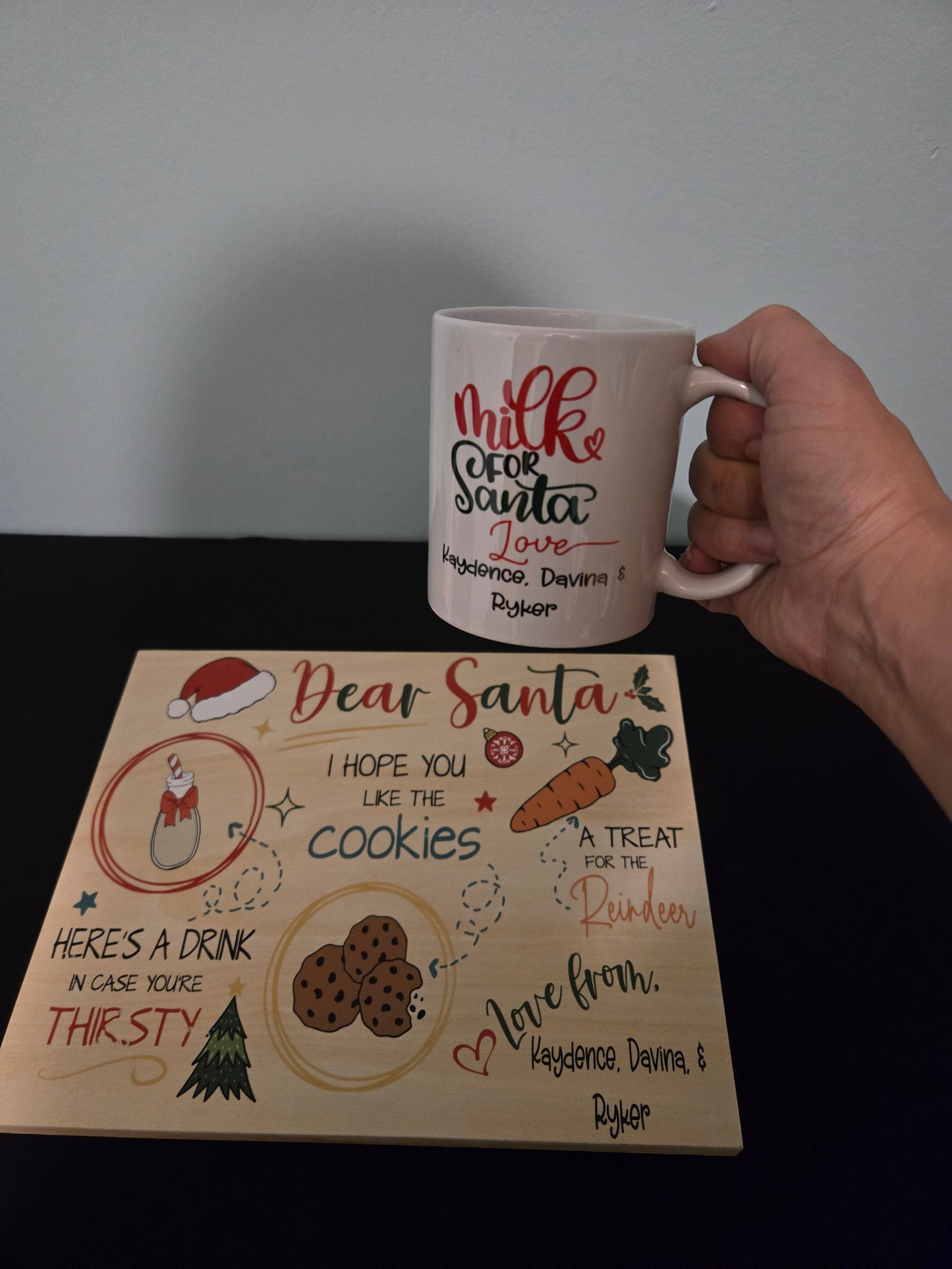 🎅 Personalized “Milk & Cookies for Santa” Christmas Tray Set 🎄