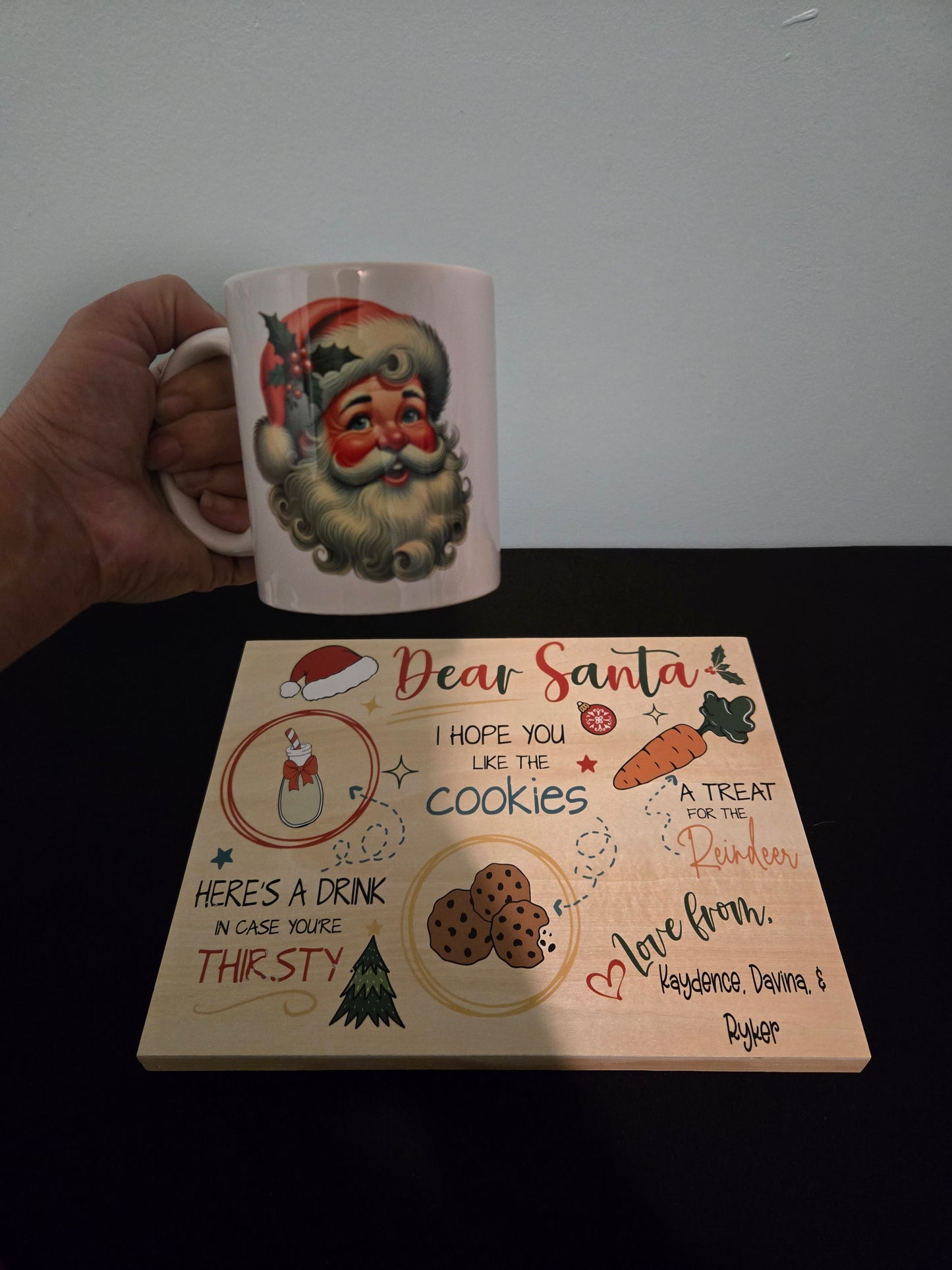 🎅 Personalized “Milk & Cookies for Santa” Christmas Tray Set 🎄